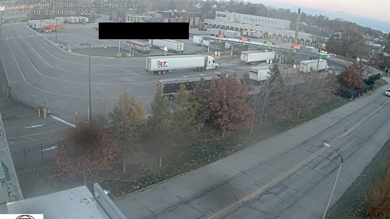 Fort Erie, Peace Bridge Canada Bound Truck Border Crossing Check Toll Booth Live Cam -Fort Erie, Niagara, Ontario, Canada