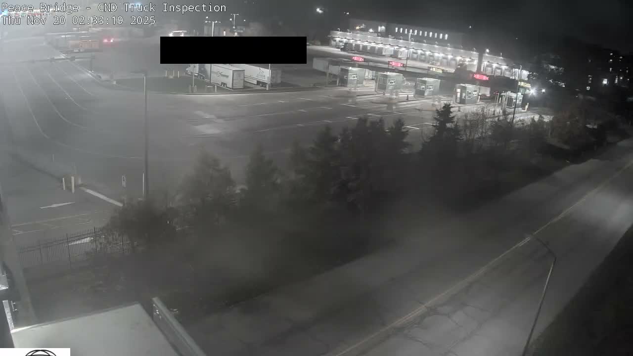Fort Erie, Peace Bridge Canada Bound Truck Border Crossing Check Toll Booth Live Cam -Fort Erie, Niagara, Ontario, Canada