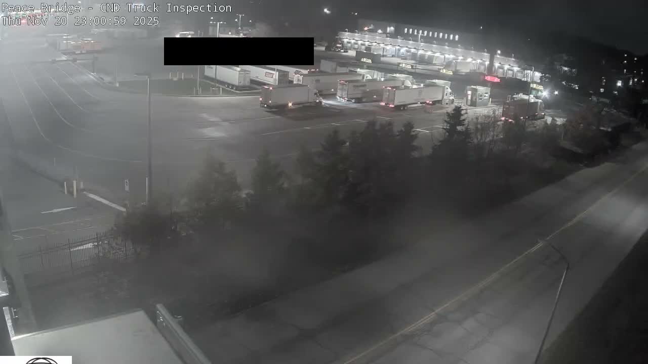 Fort Erie, Peace Bridge Canada Bound Truck Border Crossing Check Toll Booth Live Cam -Fort Erie, Niagara, Ontario, Canada