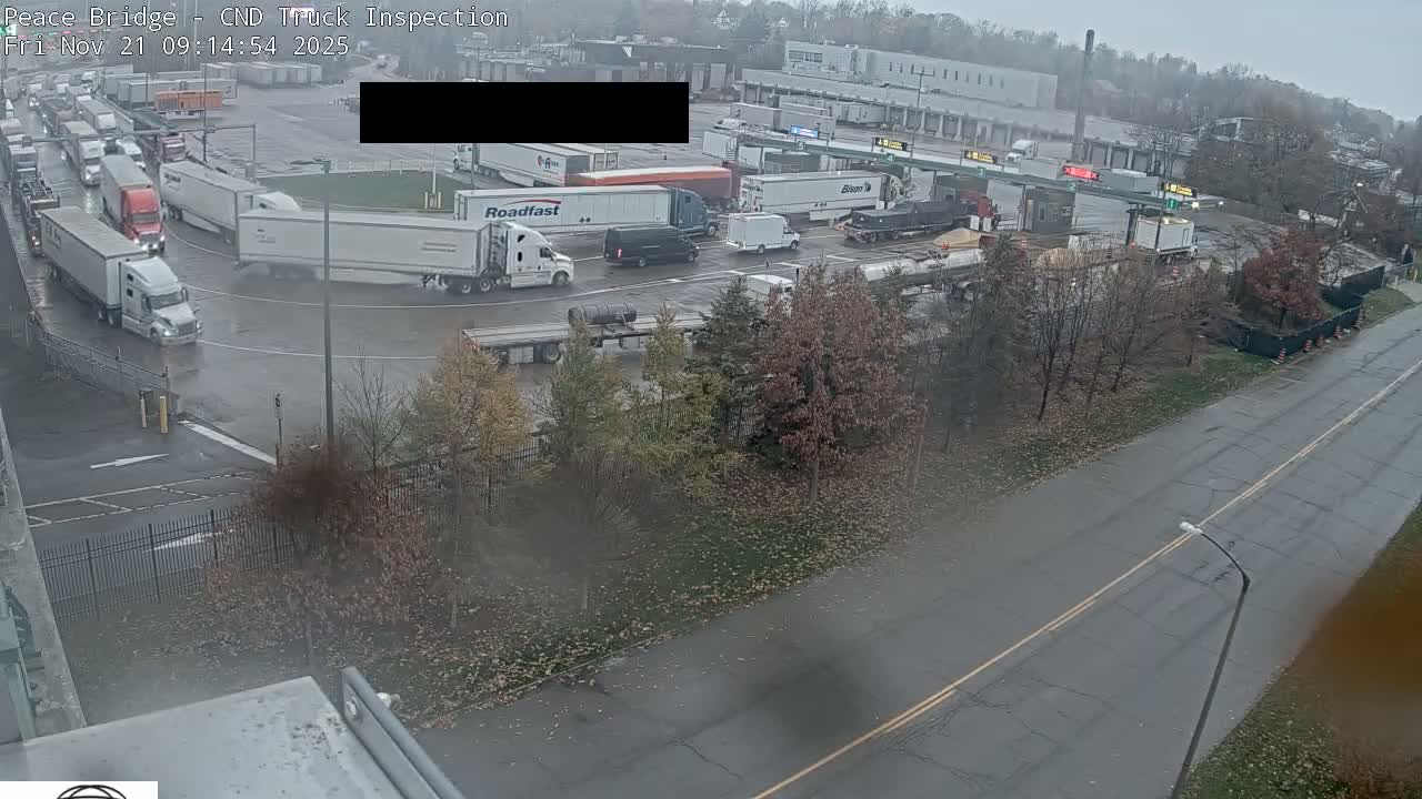 Fort Erie, Peace Bridge Canada Bound Truck Border Crossing Check Toll Booth Live Cam -Fort Erie, Niagara, Ontario, Canada