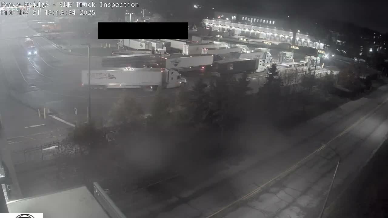 Fort Erie, Peace Bridge Canada Bound Truck Border Crossing Check Toll Booth Live Cam -Fort Erie, Niagara, Ontario, Canada