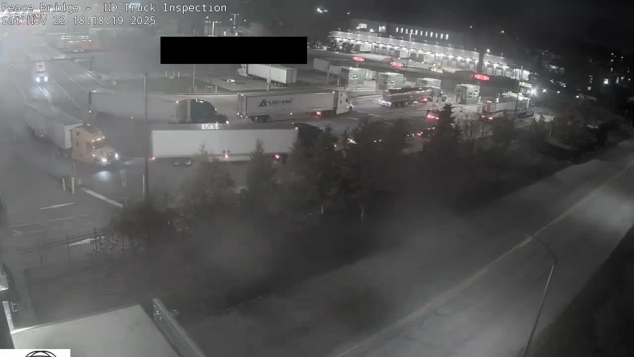 Fort Erie, Peace Bridge Canada Bound Truck Border Crossing Check Toll Booth Live Cam -Fort Erie, Niagara, Ontario, Canada