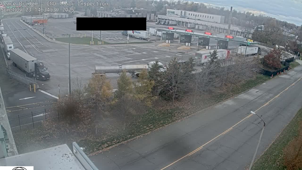 Fort Erie, Peace Bridge Canada Bound Truck Border Crossing Check Toll Booth Live Cam -Fort Erie, Niagara, Ontario, Canada
