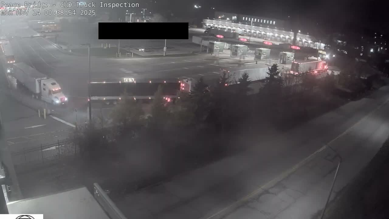 Fort Erie, Peace Bridge Canada Bound Truck Border Crossing Check Toll Booth Live Cam -Fort Erie, Niagara, Ontario, Canada