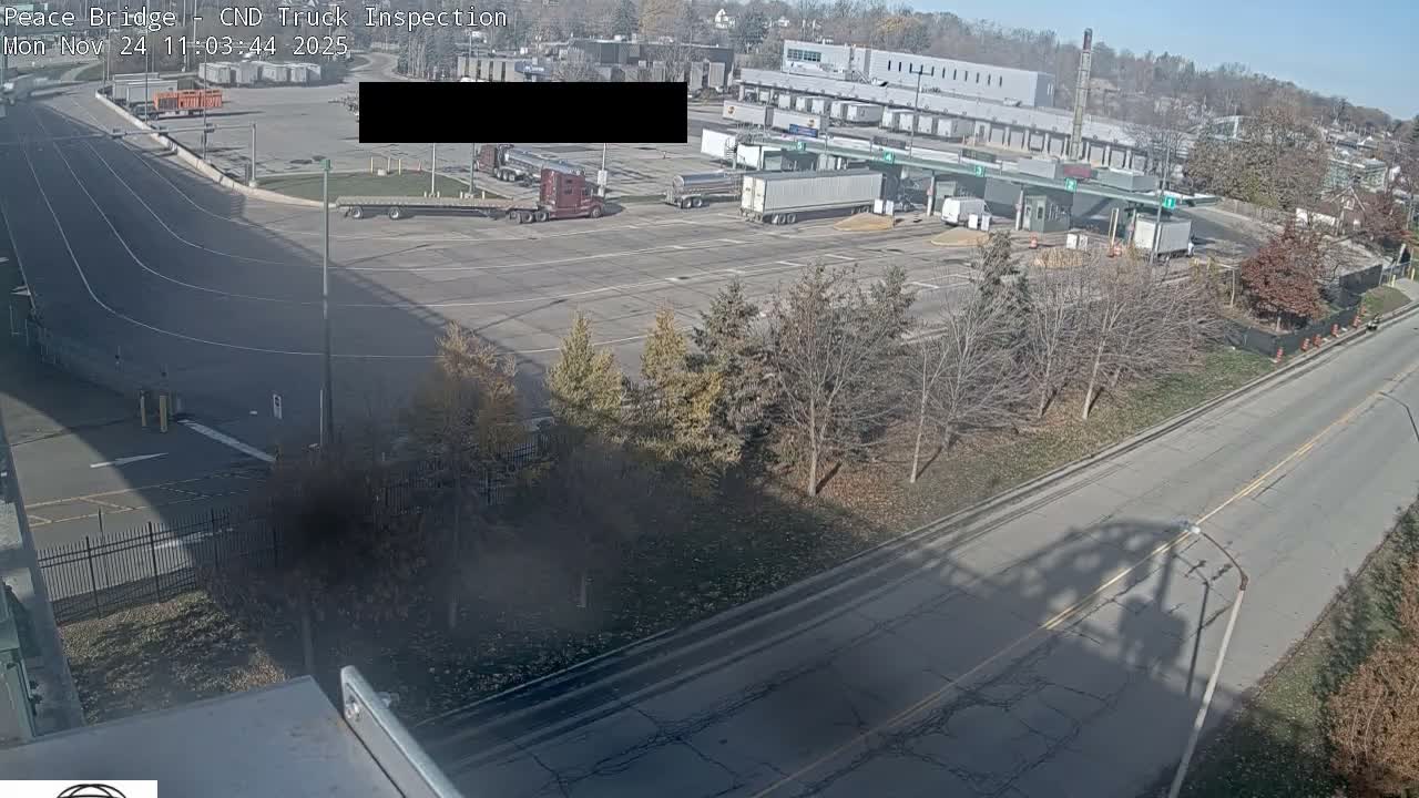 Fort Erie, Peace Bridge Canada Bound Truck Border Crossing Check Toll Booth Live Cam -Fort Erie, Niagara, Ontario, Canada