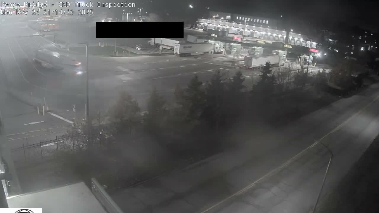 Fort Erie, Peace Bridge Canada Bound Truck Border Crossing Check Toll Booth Live Cam -Fort Erie, Niagara, Ontario, Canada