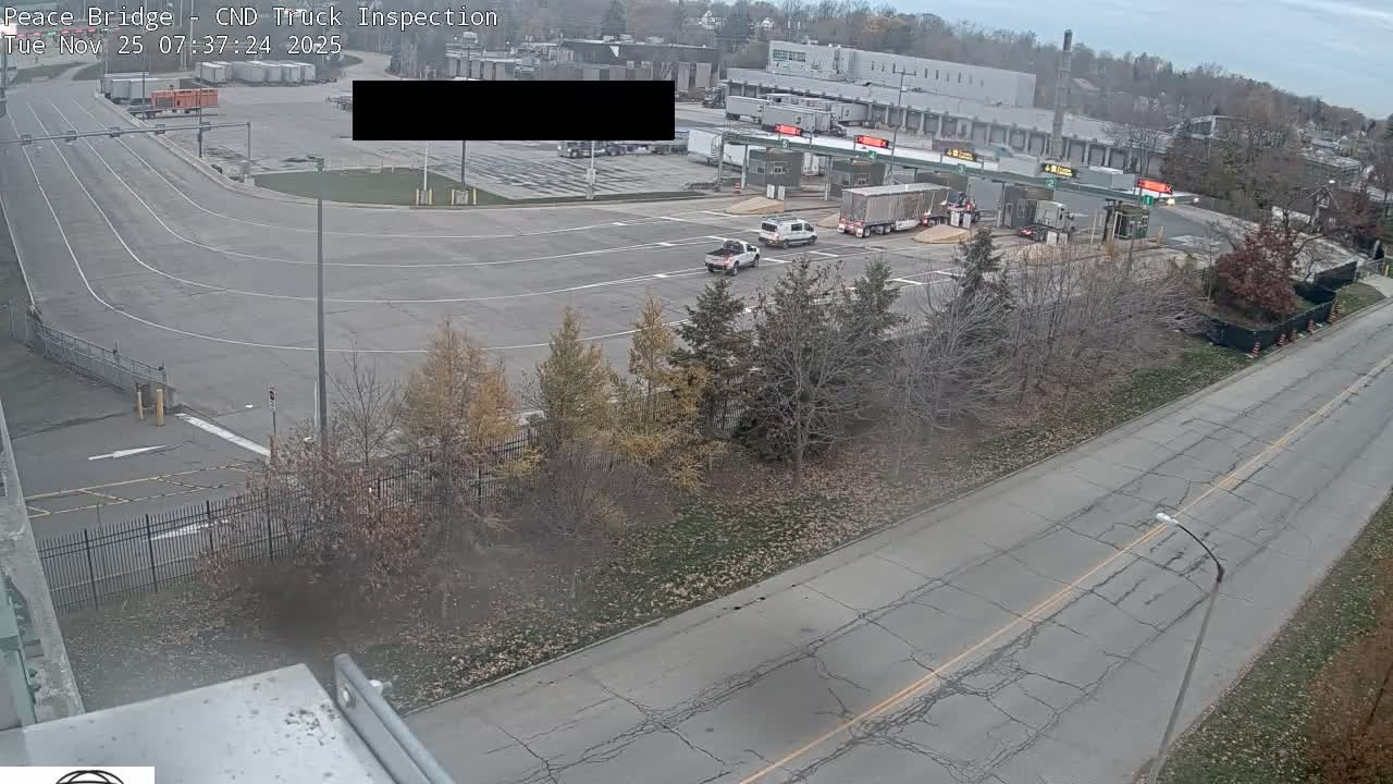 Fort Erie, Peace Bridge Canada Bound Truck Border Crossing Check Toll Booth Live Cam -Fort Erie, Niagara, Ontario, Canada