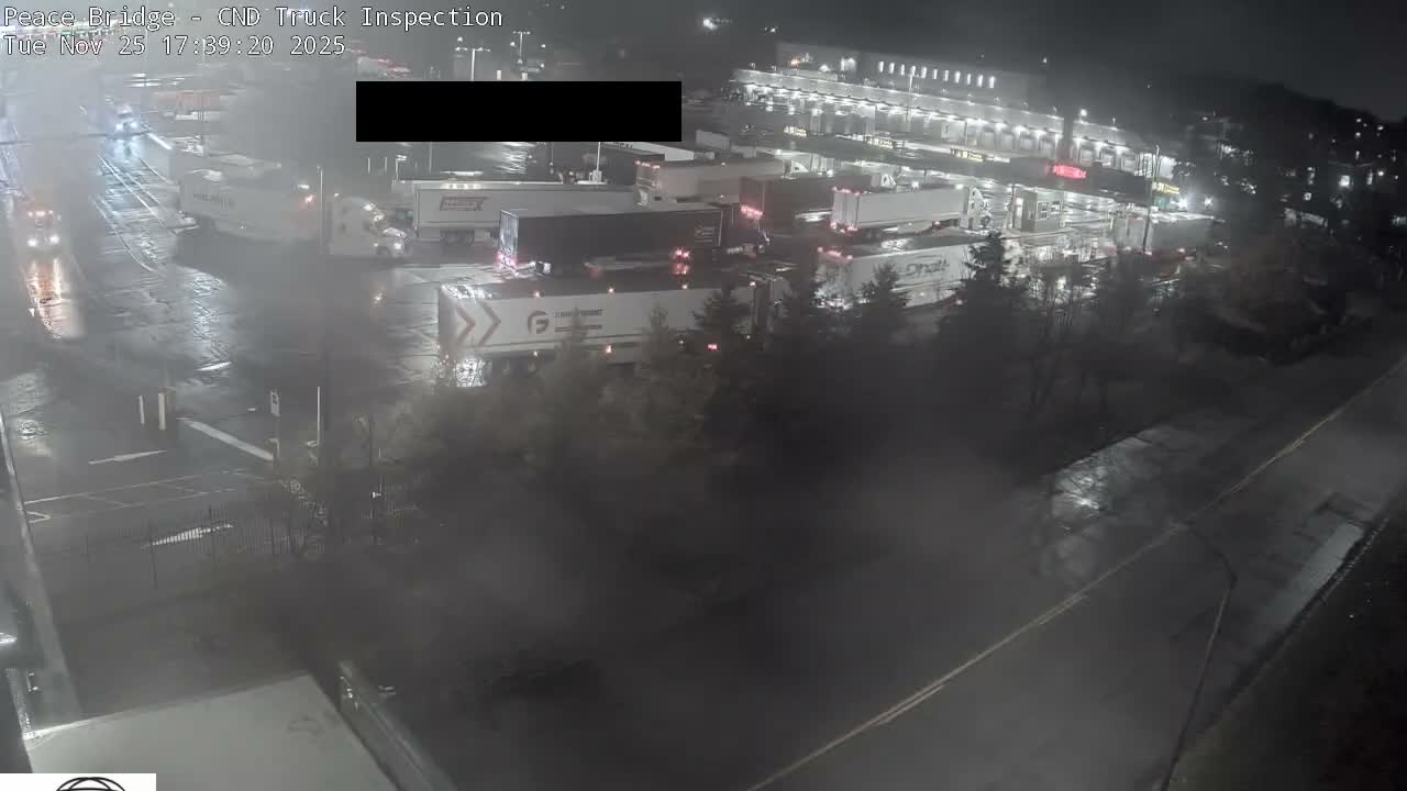 Fort Erie, Peace Bridge Canada Bound Truck Border Crossing Check Toll Booth Live Cam -Fort Erie, Niagara, Ontario, Canada