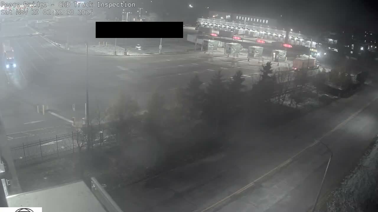 Fort Erie, Peace Bridge Canada Bound Truck Border Crossing Check Toll Booth Live Cam -Fort Erie, Niagara, Ontario, Canada