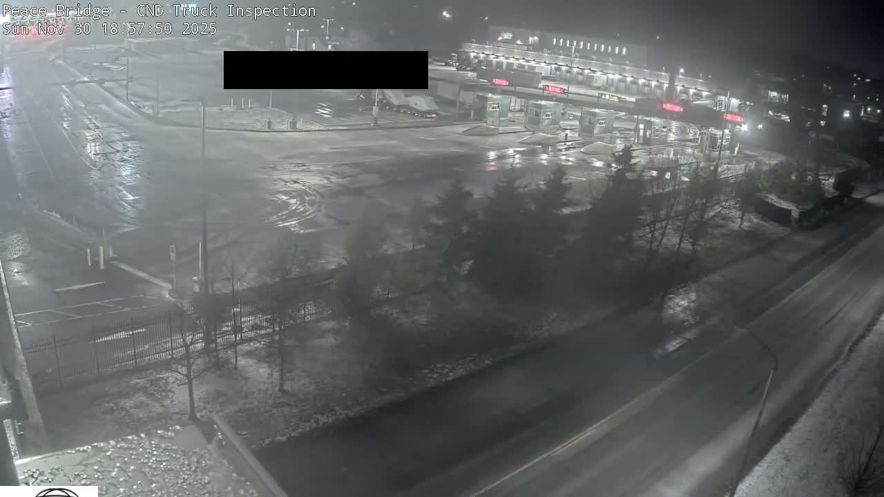 Fort Erie, Peace Bridge Canada Bound Truck Border Crossing Check Toll Booth Live Cam -Fort Erie, Niagara, Ontario, Canada