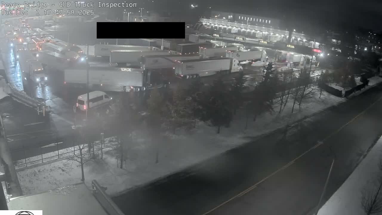 Fort Erie, Peace Bridge Canada Bound Truck Border Crossing Check Toll Booth Live Cam -Fort Erie, Niagara, Ontario, Canada