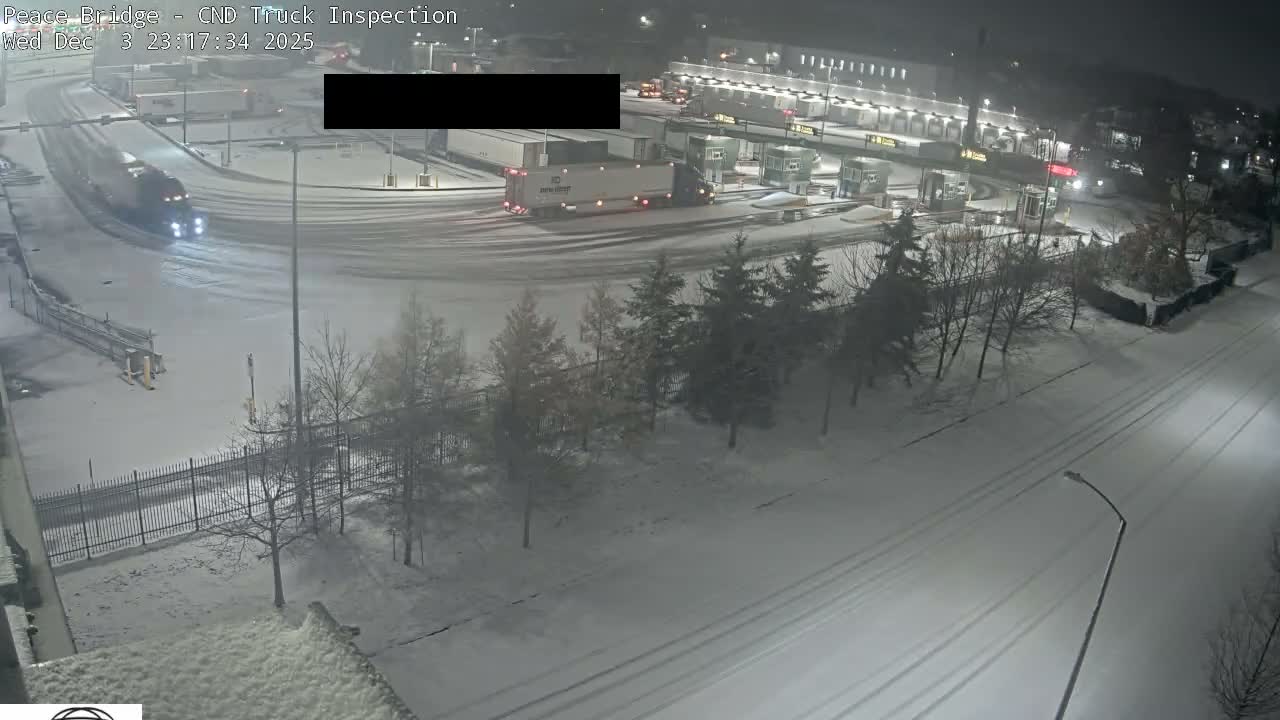 Fort Erie, Peace Bridge Canada Bound Truck Border Crossing Check Toll Booth Live Cam -Fort Erie, Niagara, Ontario, Canada