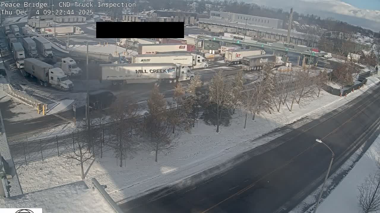 Fort Erie, Peace Bridge Canada Bound Truck Border Crossing Check Toll Booth Live Cam -Fort Erie, Niagara, Ontario, Canada
