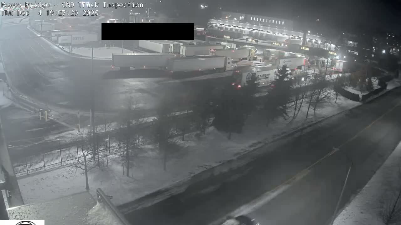 Fort Erie, Peace Bridge Canada Bound Truck Border Crossing Check Toll Booth Live Cam -Fort Erie, Niagara, Ontario, Canada