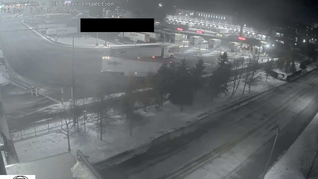 Fort Erie, Peace Bridge Canada Bound Truck Border Crossing Check Toll Booth Live Cam -Fort Erie, Niagara, Ontario, Canada