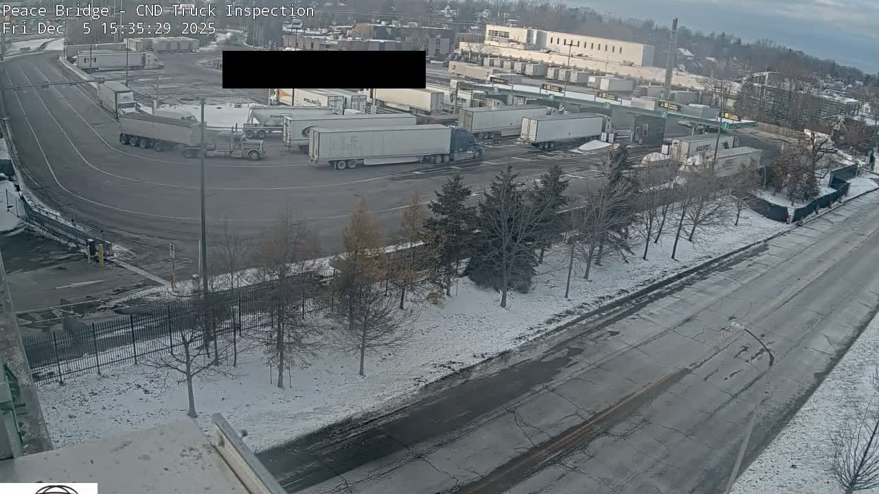 Fort Erie, Peace Bridge Canada Bound Truck Border Crossing Check Toll Booth Live Cam -Fort Erie, Niagara, Ontario, Canada