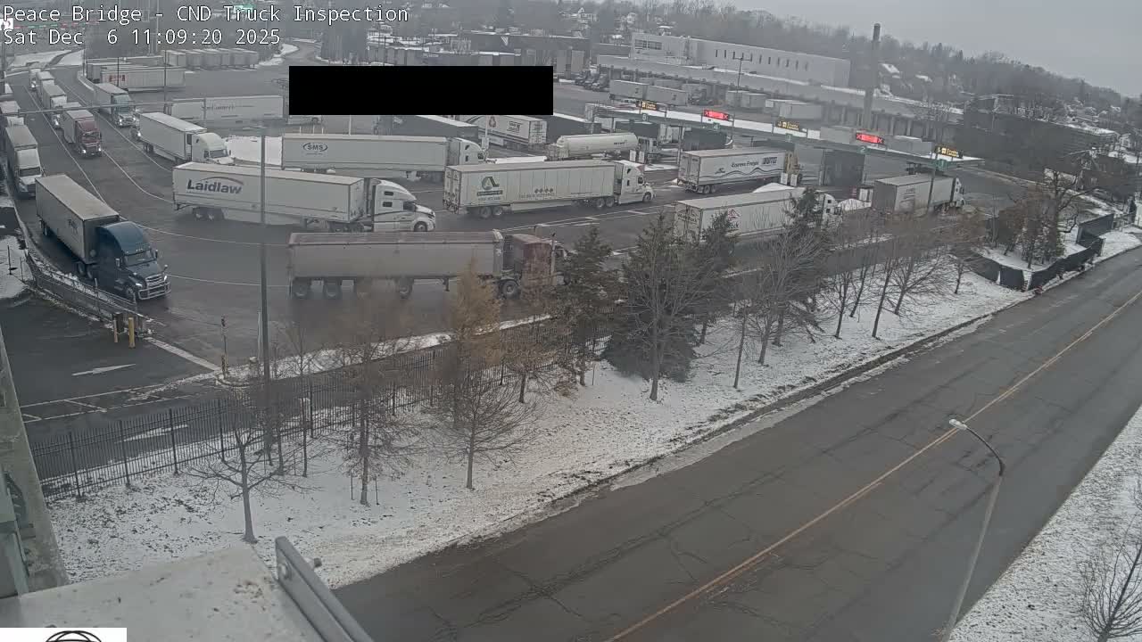 Fort Erie, Peace Bridge Canada Bound Truck Border Crossing Check Toll Booth Live Cam -Fort Erie, Niagara, Ontario, Canada