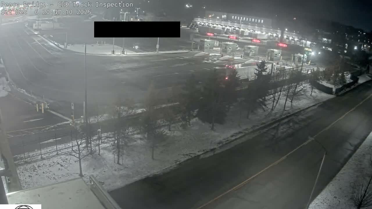 Fort Erie, Peace Bridge Canada Bound Truck Border Crossing Check Toll Booth Live Cam -Fort Erie, Niagara, Ontario, Canada