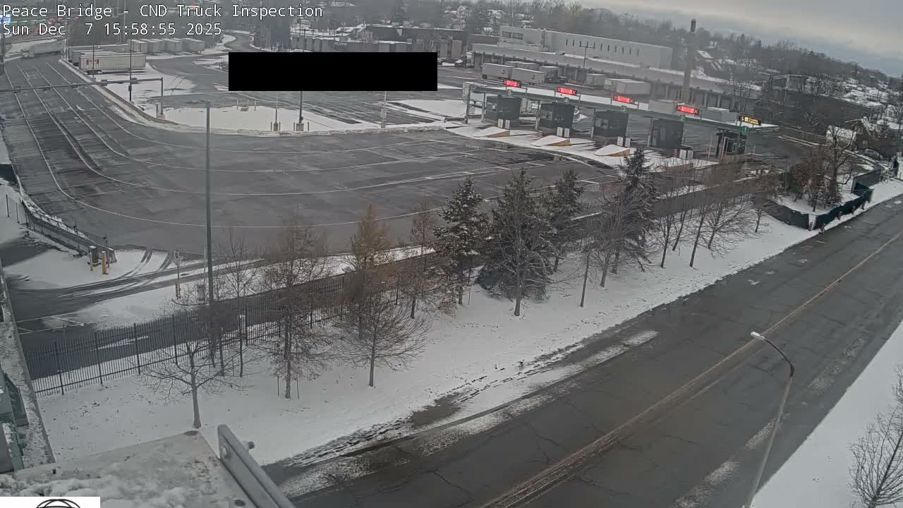 Fort Erie, Peace Bridge Canada Bound Truck Border Crossing Check Toll Booth Live Cam -Fort Erie, Niagara, Ontario, Canada