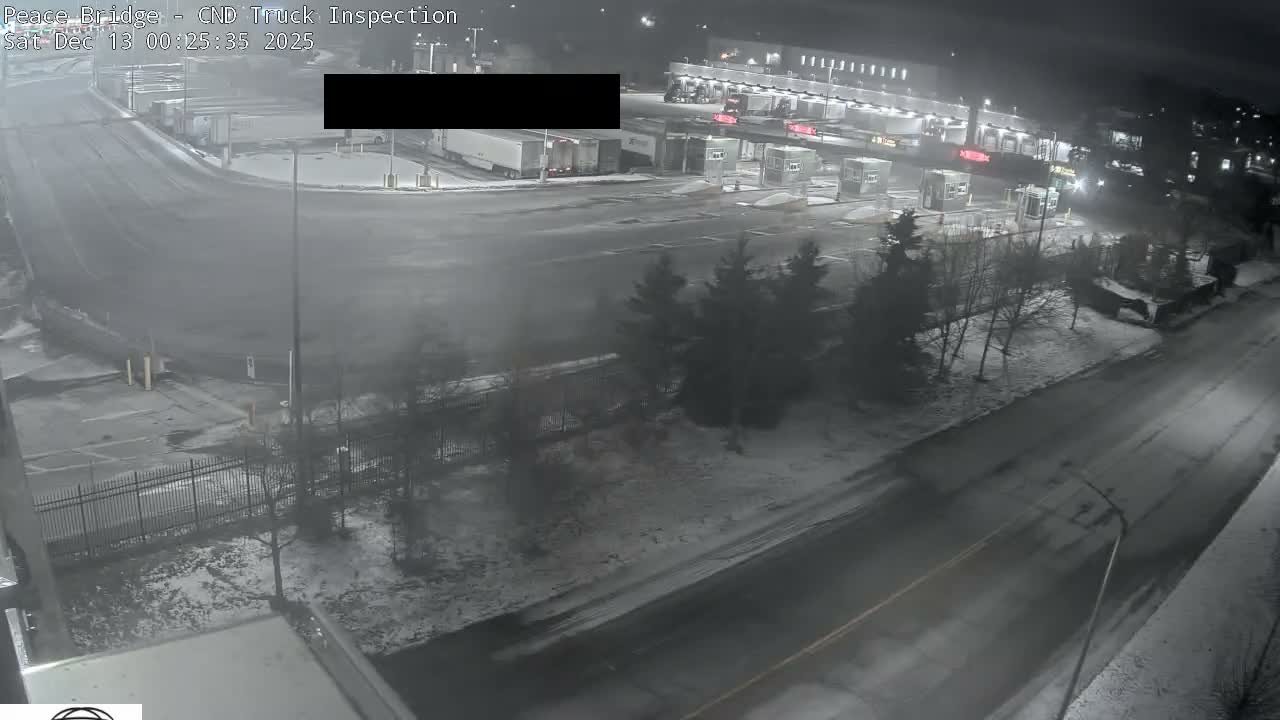 Fort Erie, Peace Bridge Canada Bound Truck Border Crossing Check Toll Booth Live Cam -Fort Erie, Niagara, Ontario, Canada