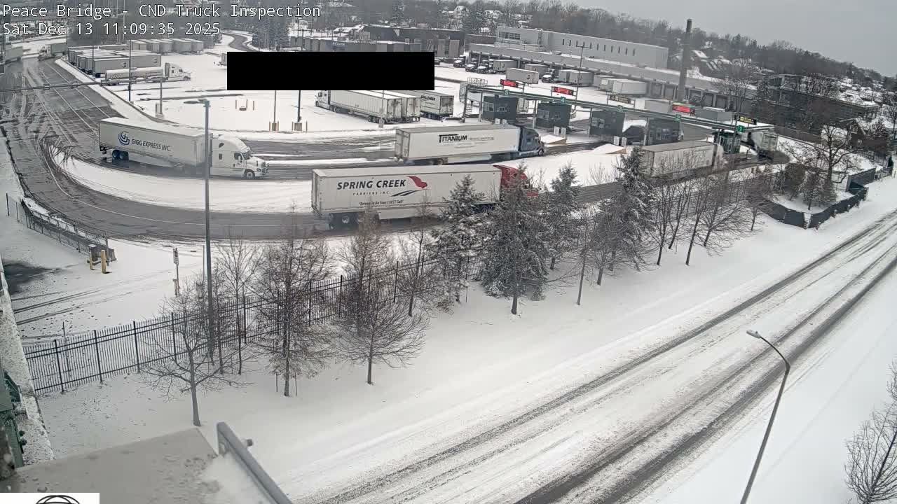 Fort Erie, Peace Bridge Canada Bound Truck Border Crossing Check Toll Booth Live Cam -Fort Erie, Niagara, Ontario, Canada
