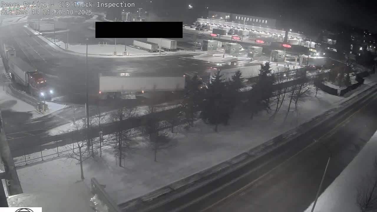 Fort Erie, Peace Bridge Canada Bound Truck Border Crossing Check Toll Booth Live Cam -Fort Erie, Niagara, Ontario, Canada