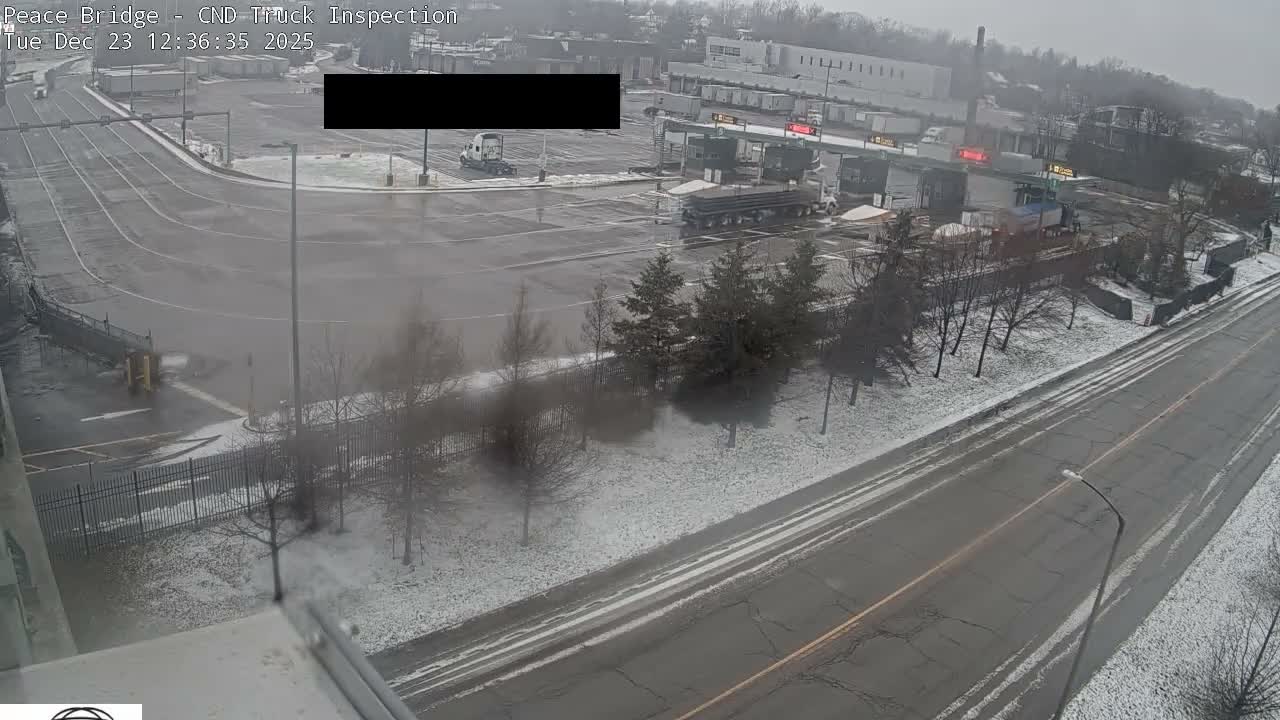 Fort Erie, Peace Bridge Canada Bound Truck Border Crossing Check Toll Booth Live Cam -Fort Erie, Niagara, Ontario, Canada
