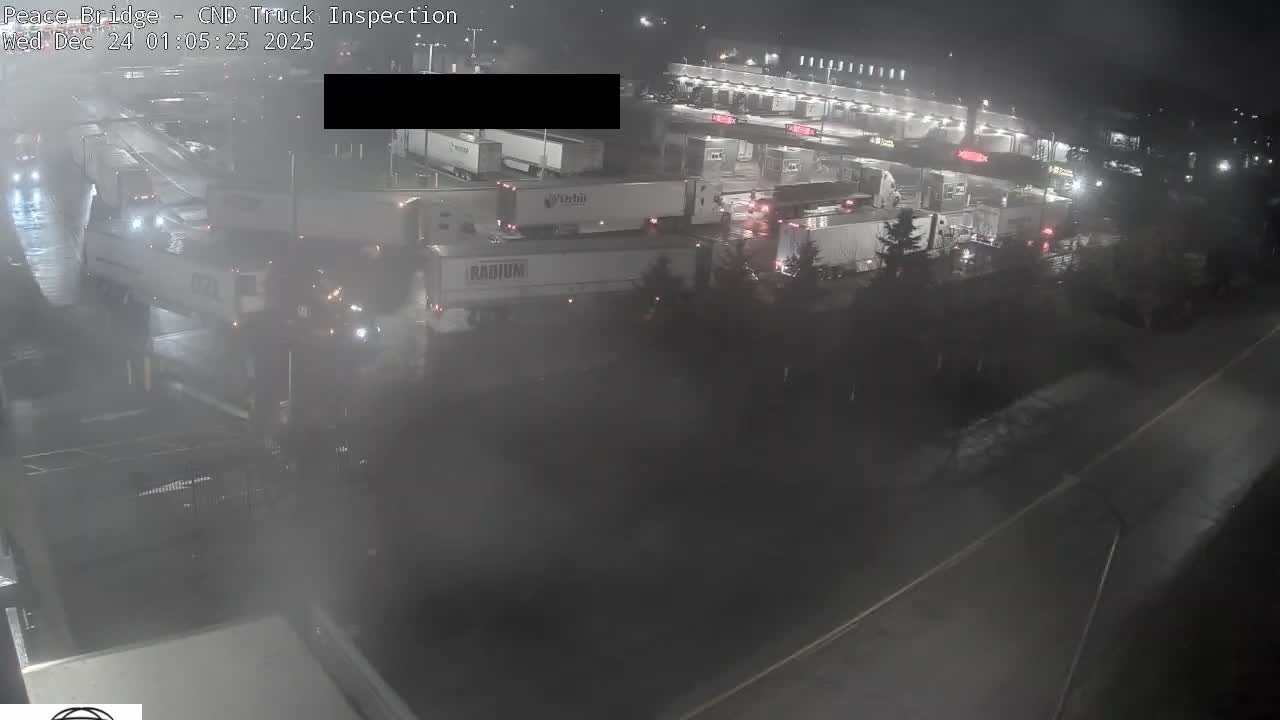 Fort Erie, Peace Bridge Canada Bound Truck Border Crossing Check Toll Booth Live Cam -Fort Erie, Niagara, Ontario, Canada