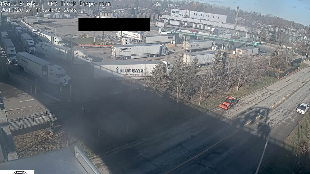 Fort Erie, Peace Bridge Canada Bound Truck Border Crossing Check Toll Booth Live Cam -Fort Erie, Niagara, Ontario, Canada