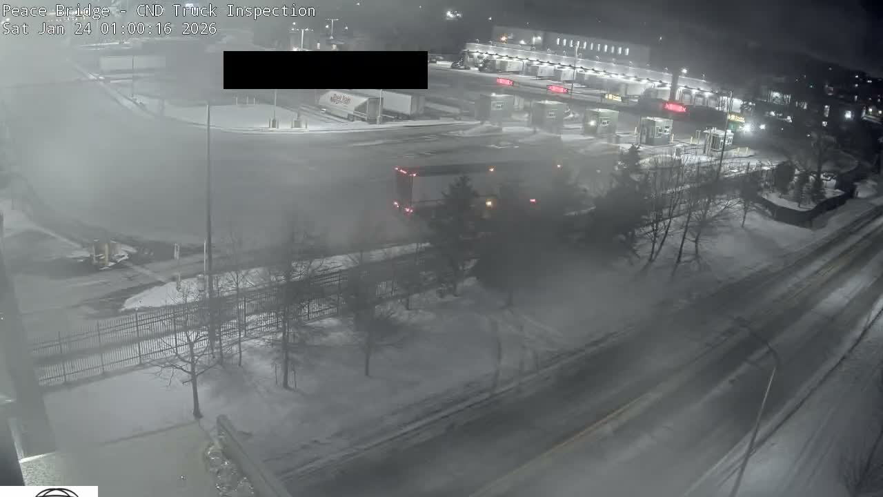 Fort Erie, Peace Bridge Canada Bound Truck Border Crossing Check Toll Booth Live Cam -Fort Erie, Niagara, Ontario, Canada