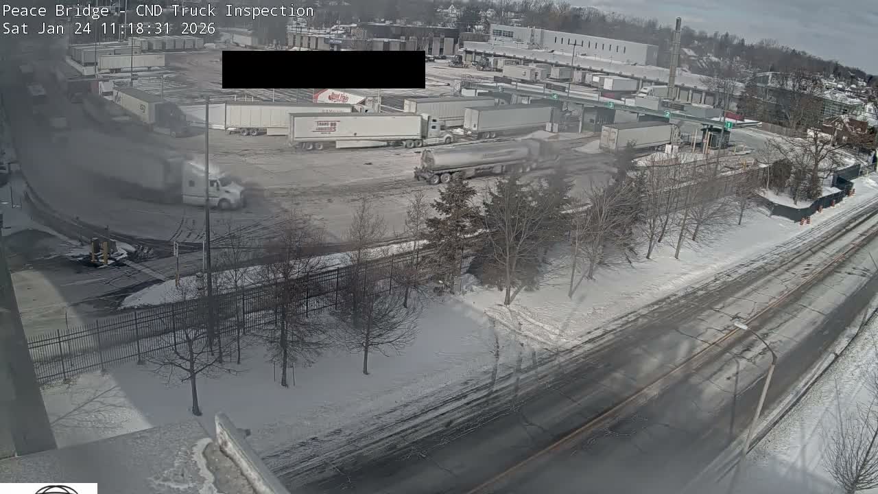 Fort Erie, Peace Bridge Canada Bound Truck Border Crossing Check Toll Booth Live Cam -Fort Erie, Niagara, Ontario, Canada