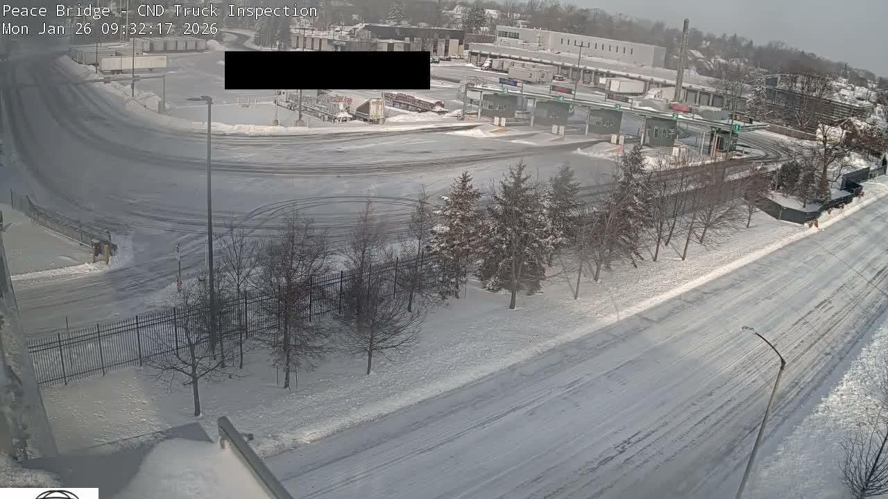 Fort Erie, Peace Bridge Canada Bound Truck Border Crossing Check Toll Booth Live Cam -Fort Erie, Niagara, Ontario, Canada