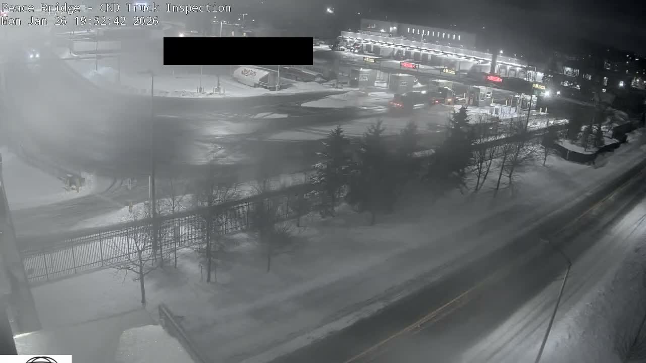 Fort Erie, Peace Bridge Canada Bound Truck Border Crossing Check Toll Booth Live Cam -Fort Erie, Niagara, Ontario, Canada