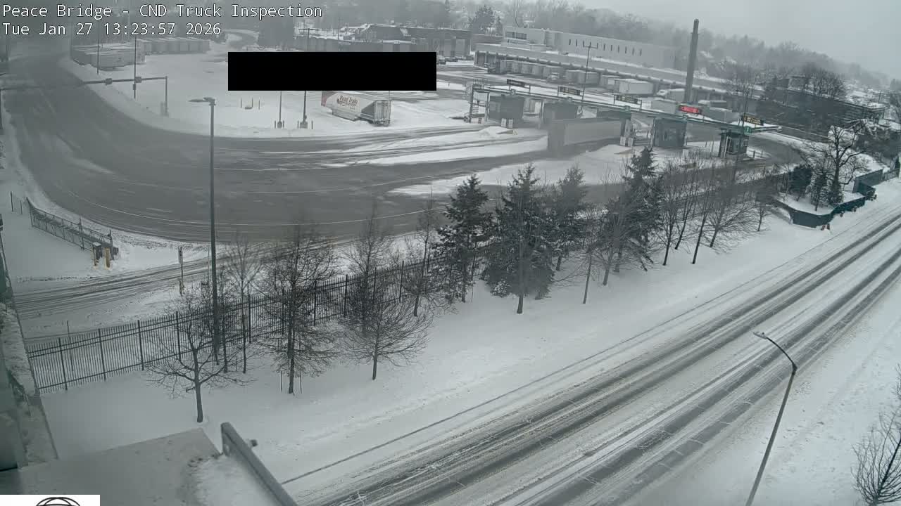 Fort Erie, Peace Bridge Canada Bound Truck Border Crossing Check Toll Booth Live Cam -Fort Erie, Niagara, Ontario, Canada