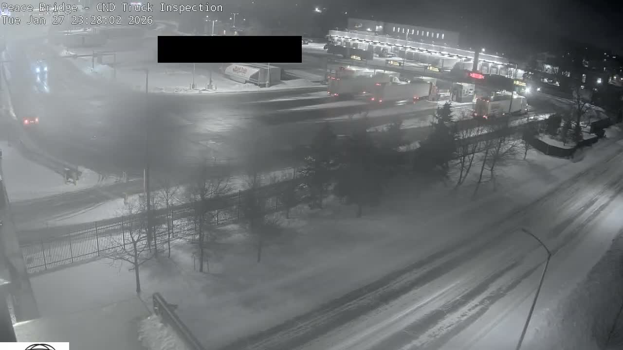 Fort Erie, Peace Bridge Canada Bound Truck Border Crossing Check Toll Booth Live Cam -Fort Erie, Niagara, Ontario, Canada