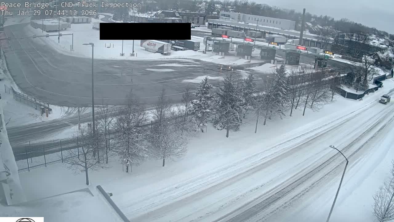 Fort Erie, Peace Bridge Canada Bound Truck Border Crossing Check Toll Booth Live Cam -Fort Erie, Niagara, Ontario, Canada