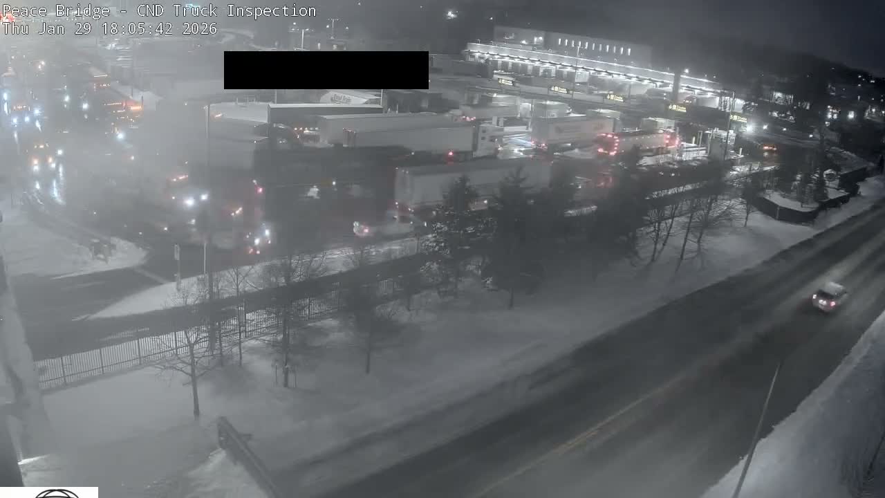 Fort Erie, Peace Bridge Canada Bound Truck Border Crossing Check Toll Booth Live Cam -Fort Erie, Niagara, Ontario, Canada