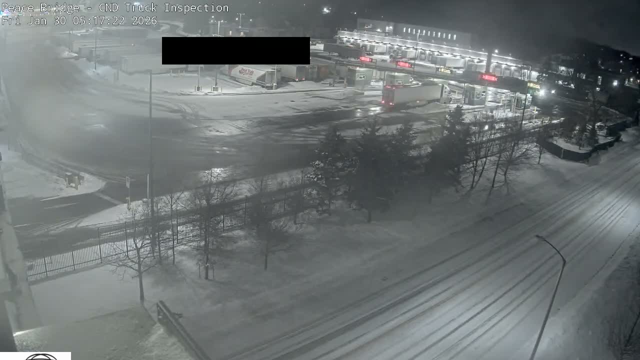 Fort Erie, Peace Bridge Canada Bound Truck Border Crossing Check Toll Booth Live Cam -Fort Erie, Niagara, Ontario, Canada