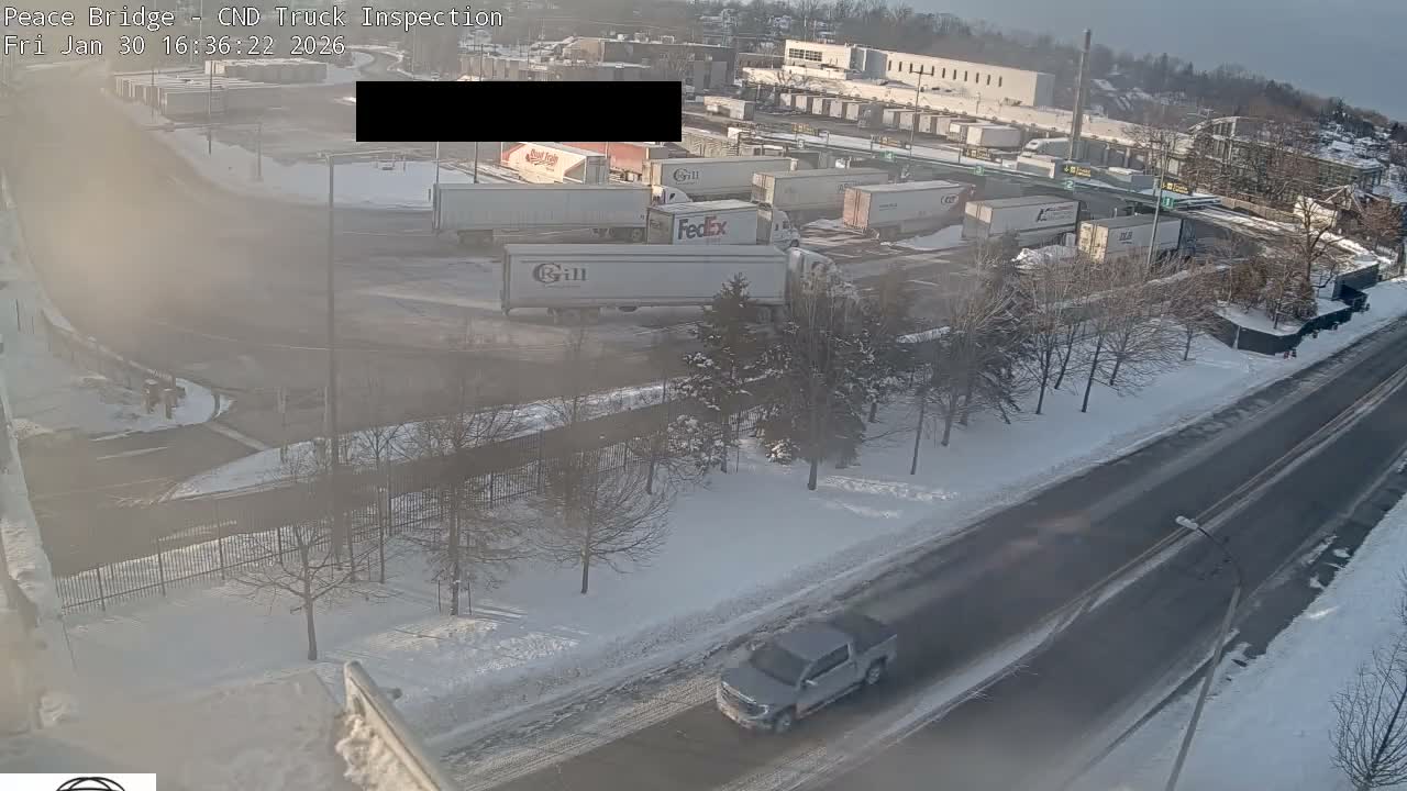Fort Erie, Peace Bridge Canada Bound Truck Border Crossing Check Toll Booth Live Cam -Fort Erie, Niagara, Ontario, Canada