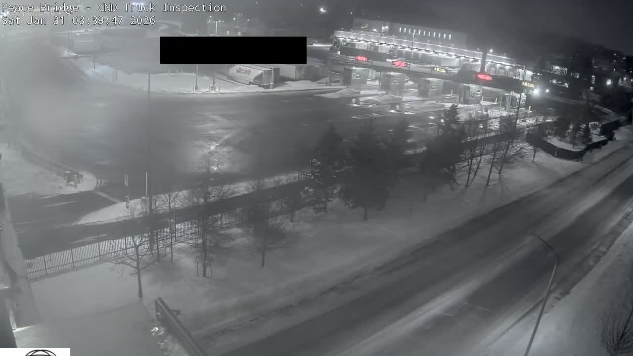 Fort Erie, Peace Bridge Canada Bound Truck Border Crossing Check Toll Booth Live Cam -Fort Erie, Niagara, Ontario, Canada