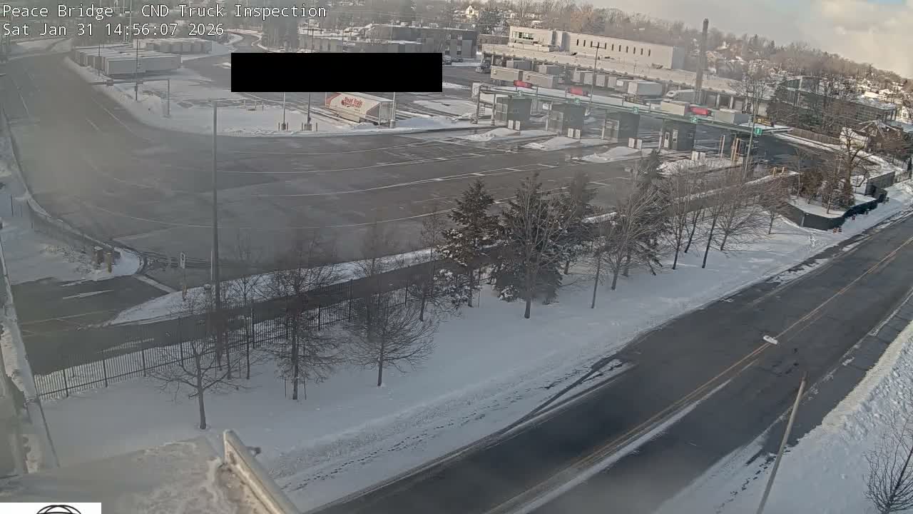 Fort Erie, Peace Bridge Canada Bound Truck Border Crossing Check Toll Booth Live Cam -Fort Erie, Niagara, Ontario, Canada