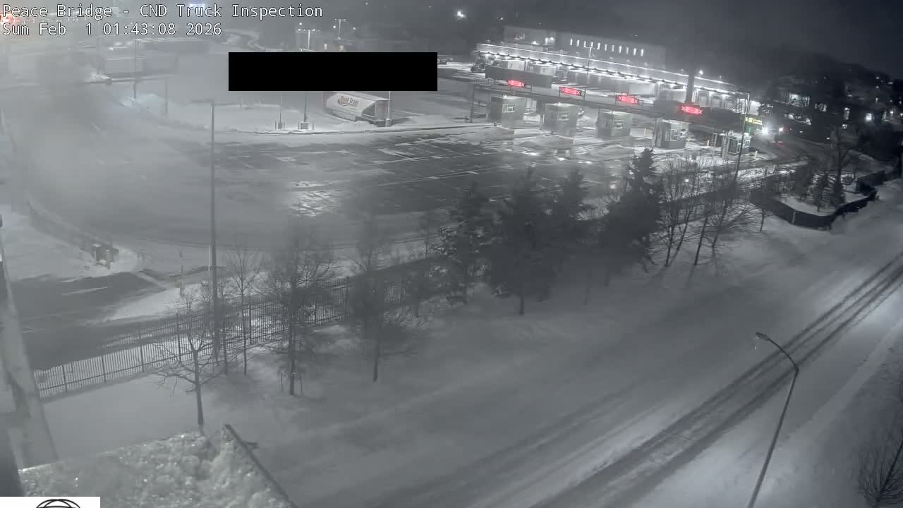 Fort Erie, Peace Bridge Canada Bound Truck Border Crossing Check Toll Booth Live Cam -Fort Erie, Niagara, Ontario, Canada