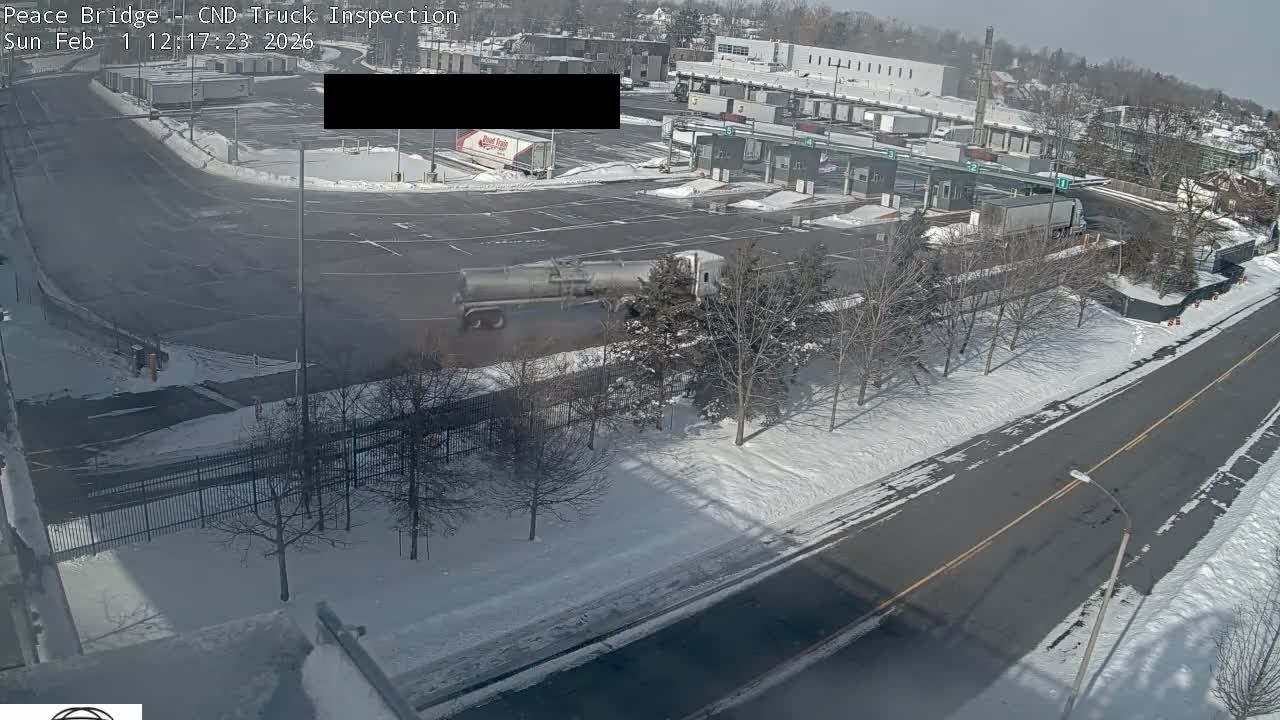 Fort Erie, Peace Bridge Canada Bound Truck Border Crossing Check Toll Booth Live Cam -Fort Erie, Niagara, Ontario, Canada