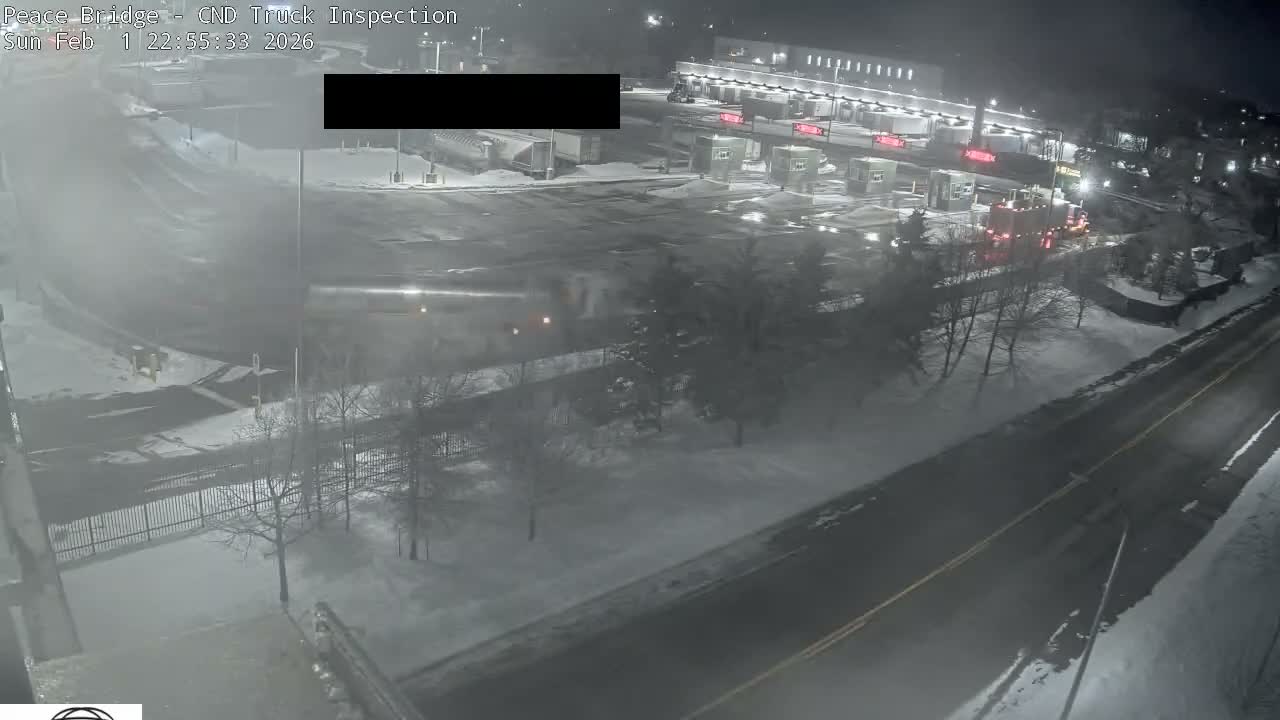 Fort Erie, Peace Bridge Canada Bound Truck Border Crossing Check Toll Booth Live Cam -Fort Erie, Niagara, Ontario, Canada