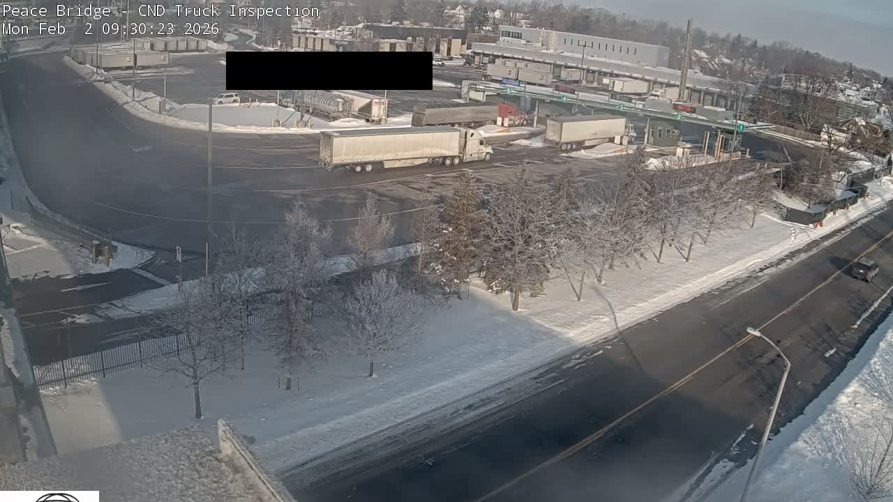 Fort Erie, Peace Bridge Canada Bound Truck Border Crossing Check Toll Booth Live Cam -Fort Erie, Niagara, Ontario, Canada