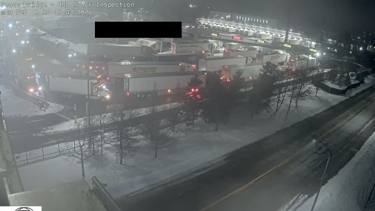 Fort Erie, Peace Bridge Canada Bound Truck Border Crossing Check Toll Booth Live Cam -Fort Erie, Niagara, Ontario, Canada