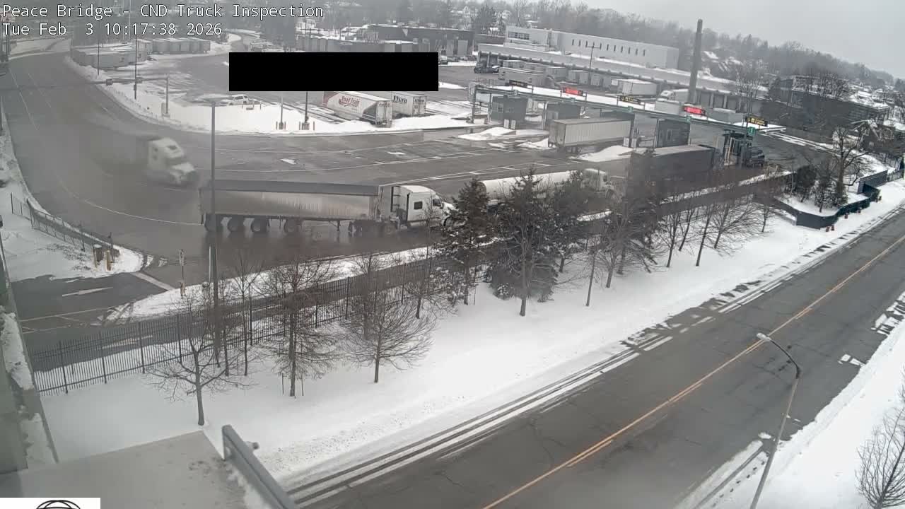 Fort Erie, Peace Bridge Canada Bound Truck Border Crossing Check Toll Booth Live Cam -Fort Erie, Niagara, Ontario, Canada