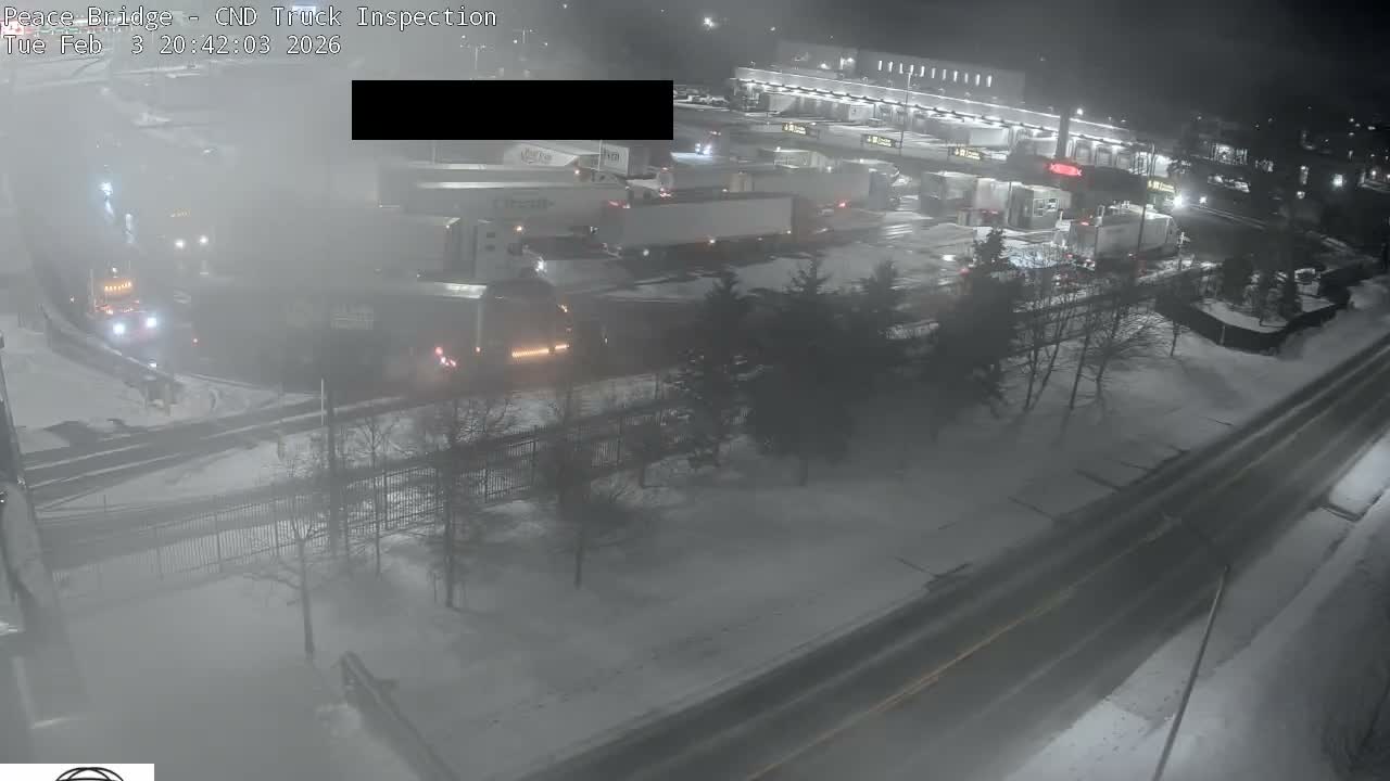 Fort Erie, Peace Bridge Canada Bound Truck Border Crossing Check Toll Booth Live Cam -Fort Erie, Niagara, Ontario, Canada