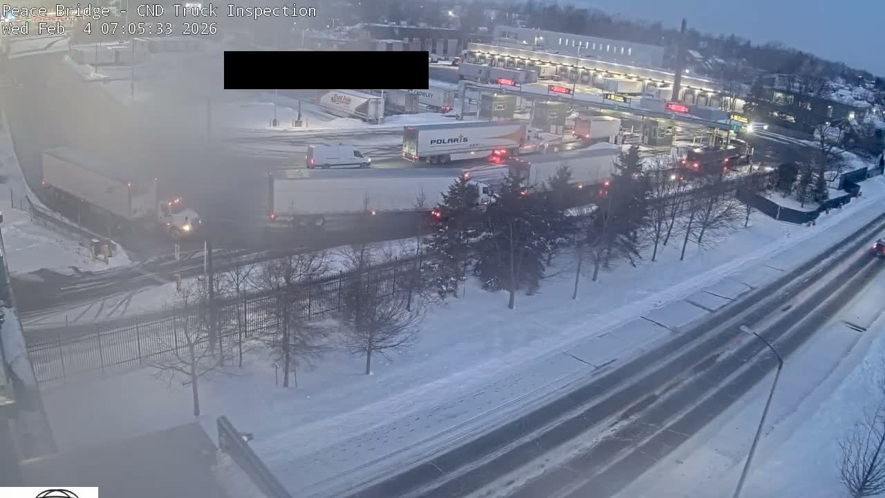 Fort Erie, Peace Bridge Canada Bound Truck Border Crossing Check Toll Booth Live Cam -Fort Erie, Niagara, Ontario, Canada