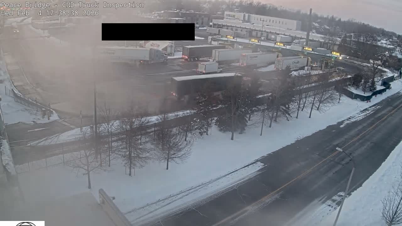 Fort Erie, Peace Bridge Canada Bound Truck Border Crossing Check Toll Booth Live Cam -Fort Erie, Niagara, Ontario, Canada